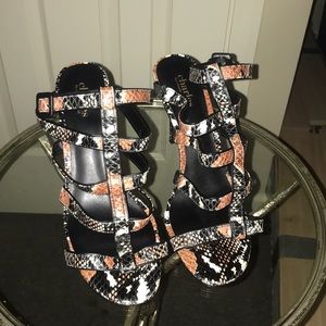 CHARLES by Charles David strapped snakeskin heels